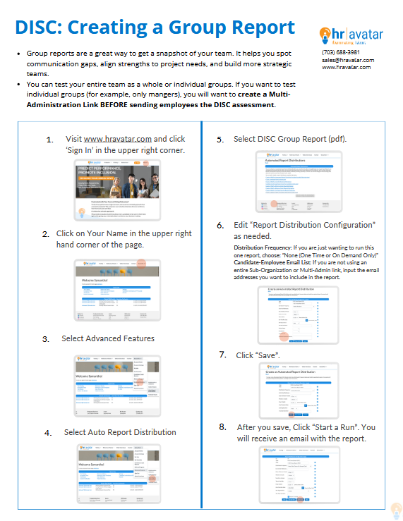 HR Avatar - How to run a DISC Group Report One-Pager