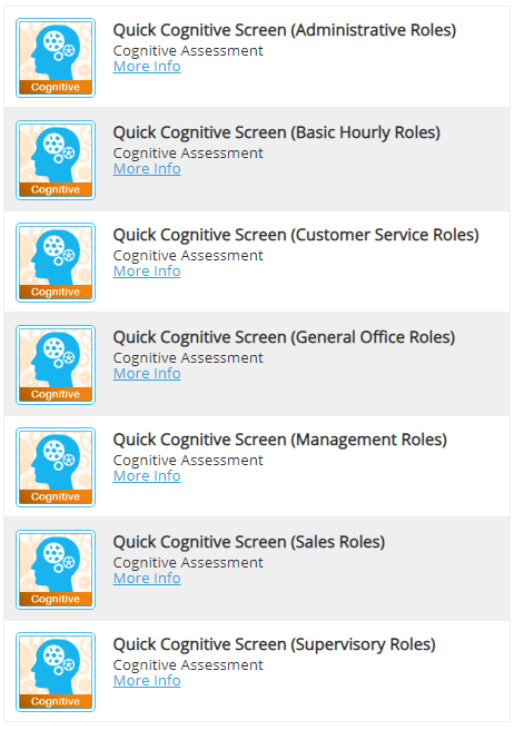 Quick Cognitive Screen Test List